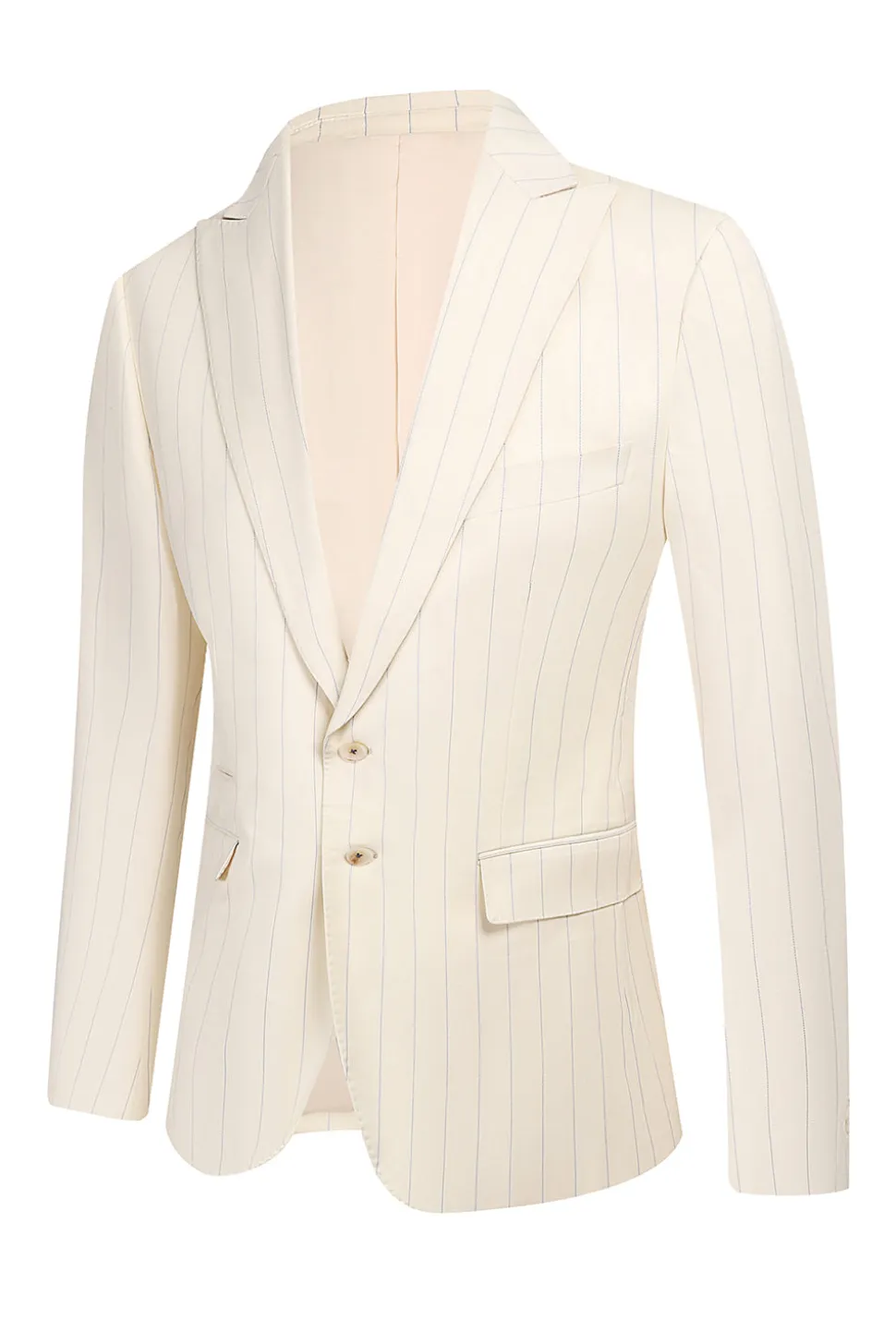Branco 3 Peça Pinstriped Men Prom Suits