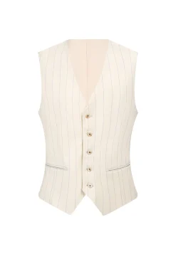 Branco 3 Peça Pinstriped Men Prom Suits