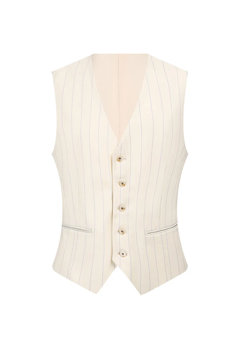 Branco 3 Peça Pinstriped Men Prom Suits