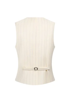 Branco 3 Peça Pinstriped Men Prom Suits