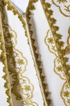 Branco 3 Peças Lapela Shawl Terno de Festa