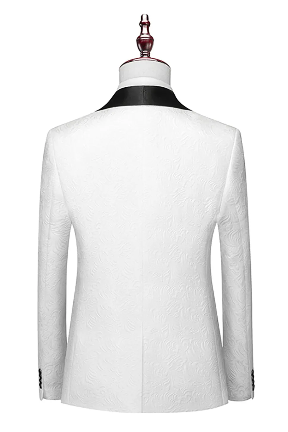 Branco 3 peças Terno para Homem Lapela Shawl