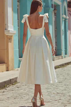 Branco A Line Cetim Esparguete Correias Vestido de Noiva