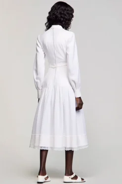 Branco A Line Mangas Longas Vestido de Noiva Convidado