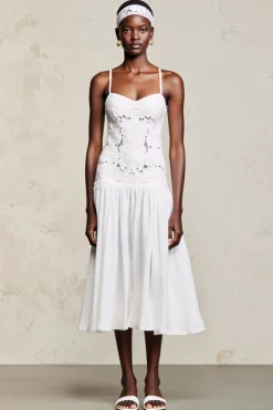 Branco A Line Midi Vestido de Noiva com Renda