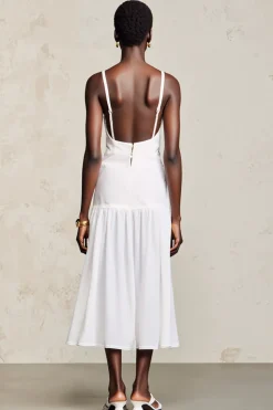Branco A Line Midi Vestido de Noiva com Renda