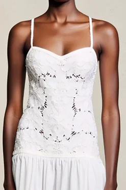 Branco A Line Midi Vestido de Noiva com Renda