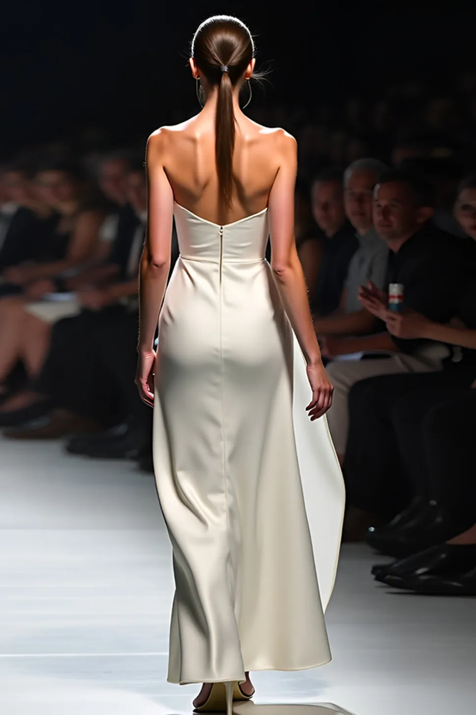 Branco A Line Strapless Ruched Gala Dress wirh 3D Flor