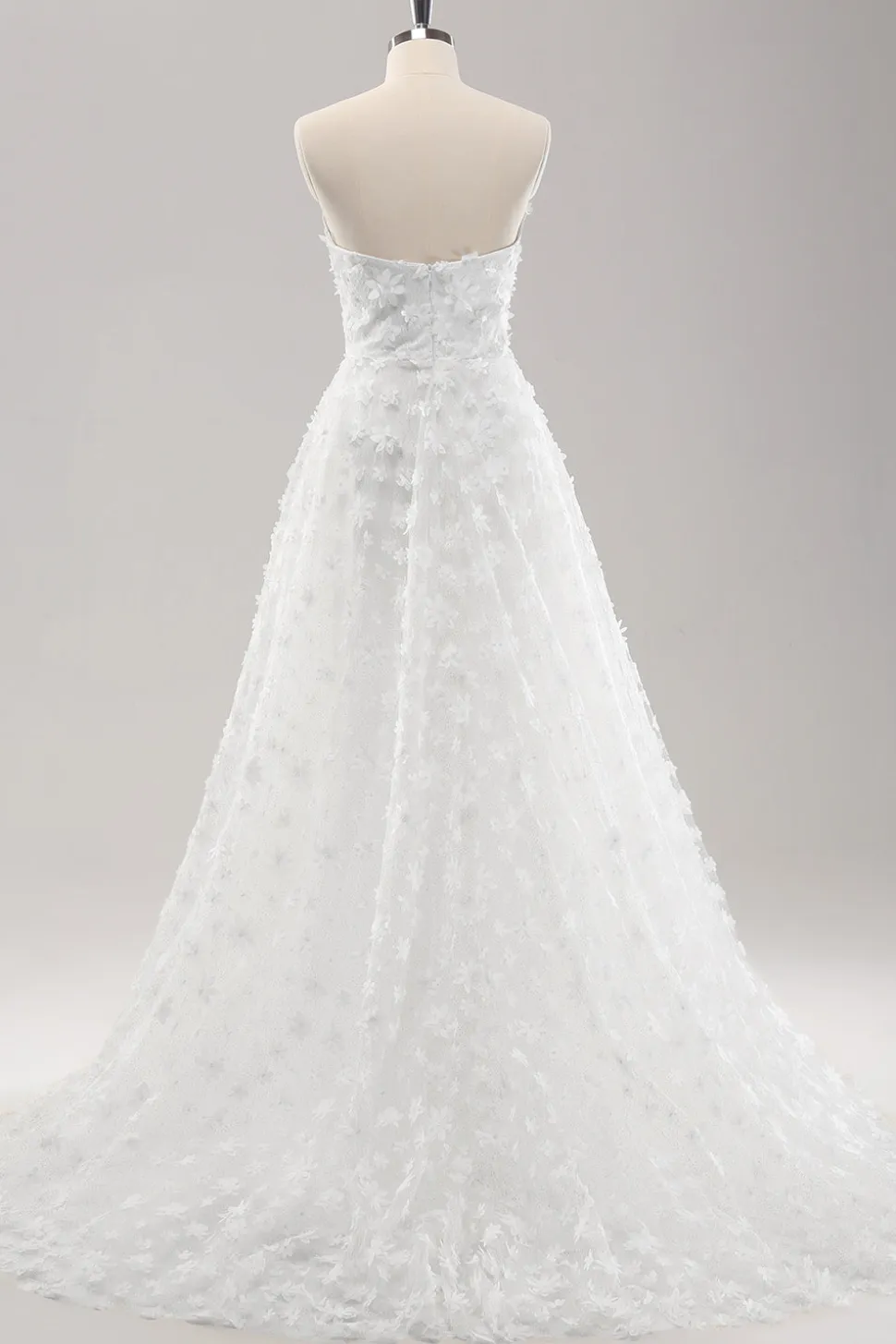 Branco A Line Sweetheart Applique Vestido de Noiva de Renda com Mangas Destacáveis