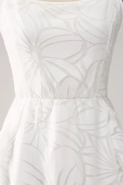 Branco A-Line Spaghetti Correias Vestido de Graduação Curto