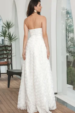 Branco Alto Baixa Flor Querida Vestido de Festa de Formatura
