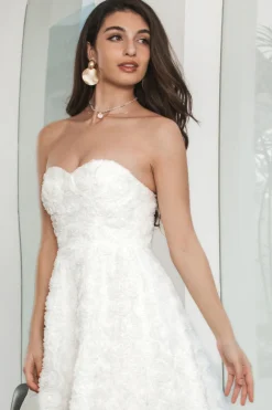 Branco Alto Baixa Flor Querida Vestido de Festa de Formatura