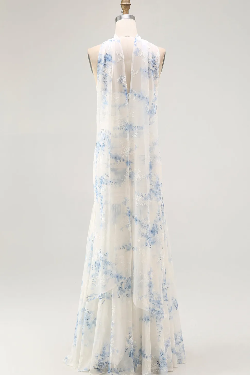 Branco azul bainha de flor strapless veludo burnout vestido de noiva convidado com fenda