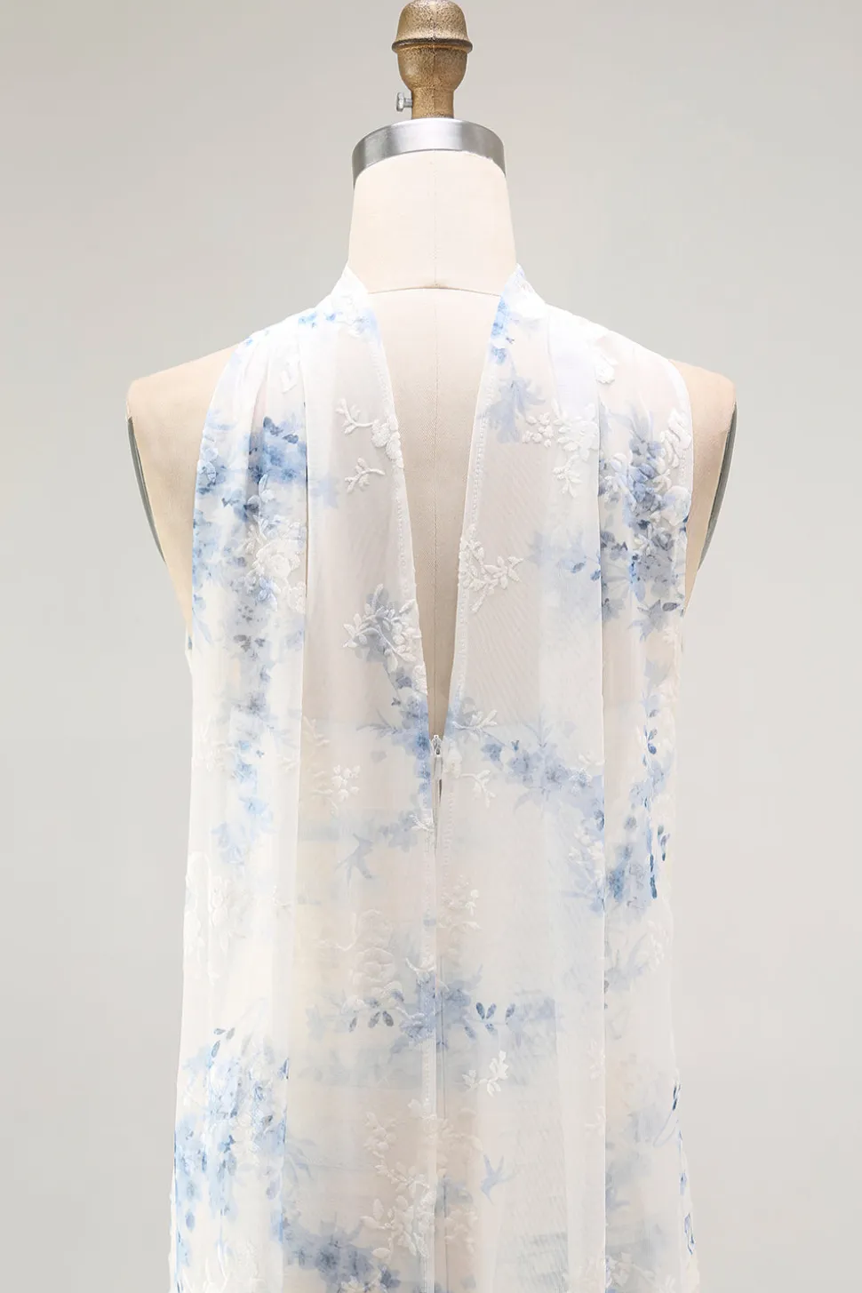 Branco azul bainha de flor strapless veludo burnout vestido de noiva convidado com fenda