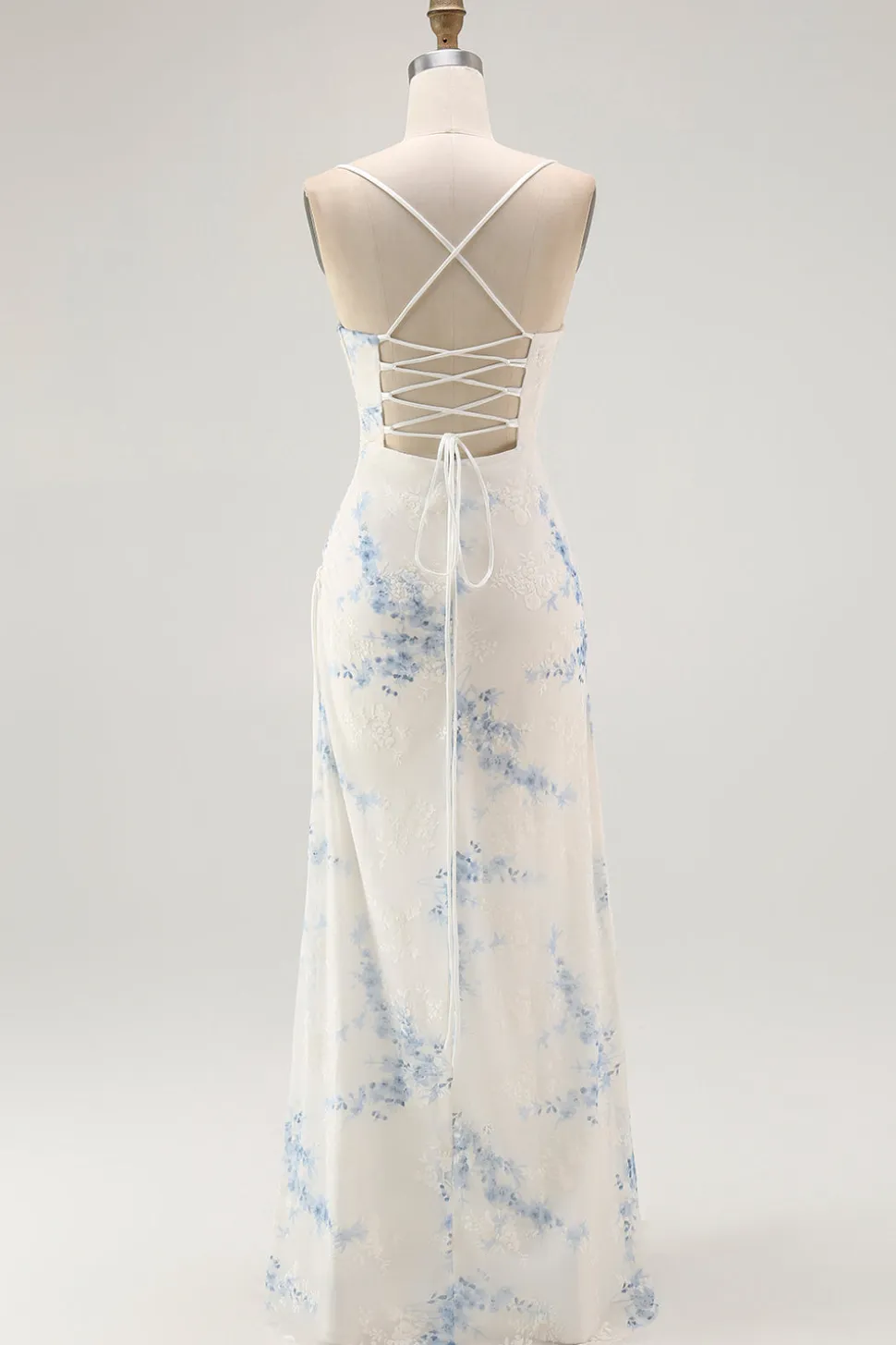 Branco azul flor bainha veludo burnout espartilho vestido de casamento convidado