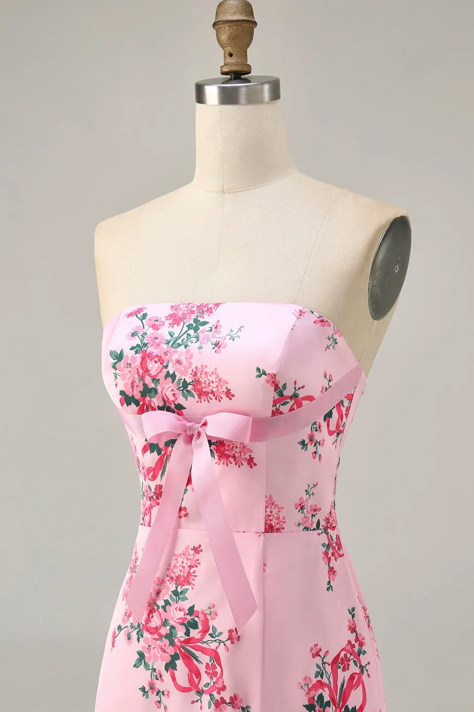 Branco Azul Flor Bodycon Strapless Impresso Vestido Curto Homecoming