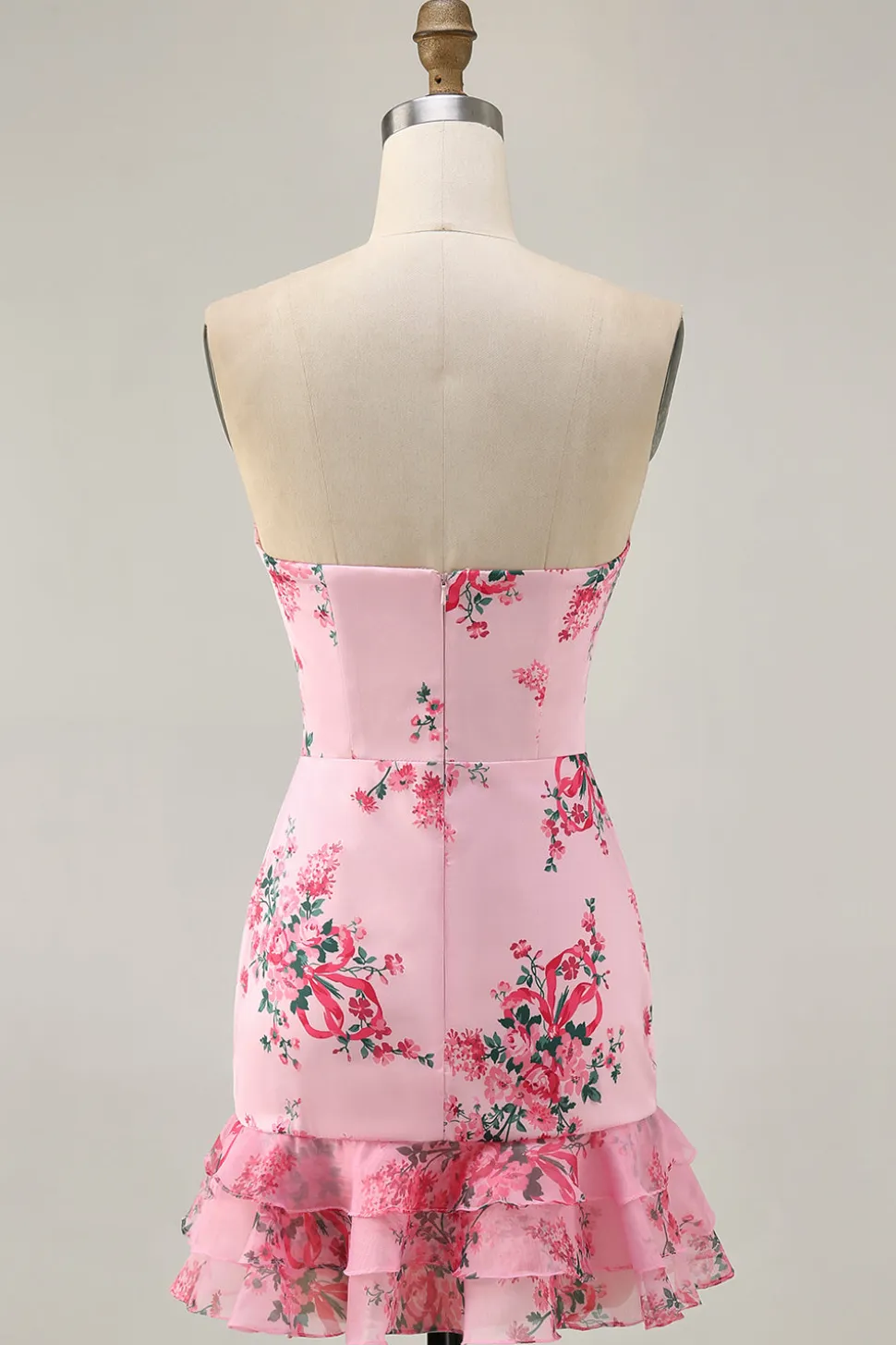 Branco Azul Flor Bodycon Strapless Impresso Vestido Curto Homecoming
