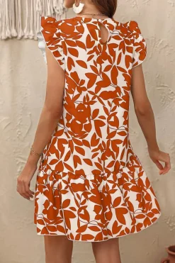 Branco Azul Flores Linha-A Sem Mangas Mini Vestido Verão