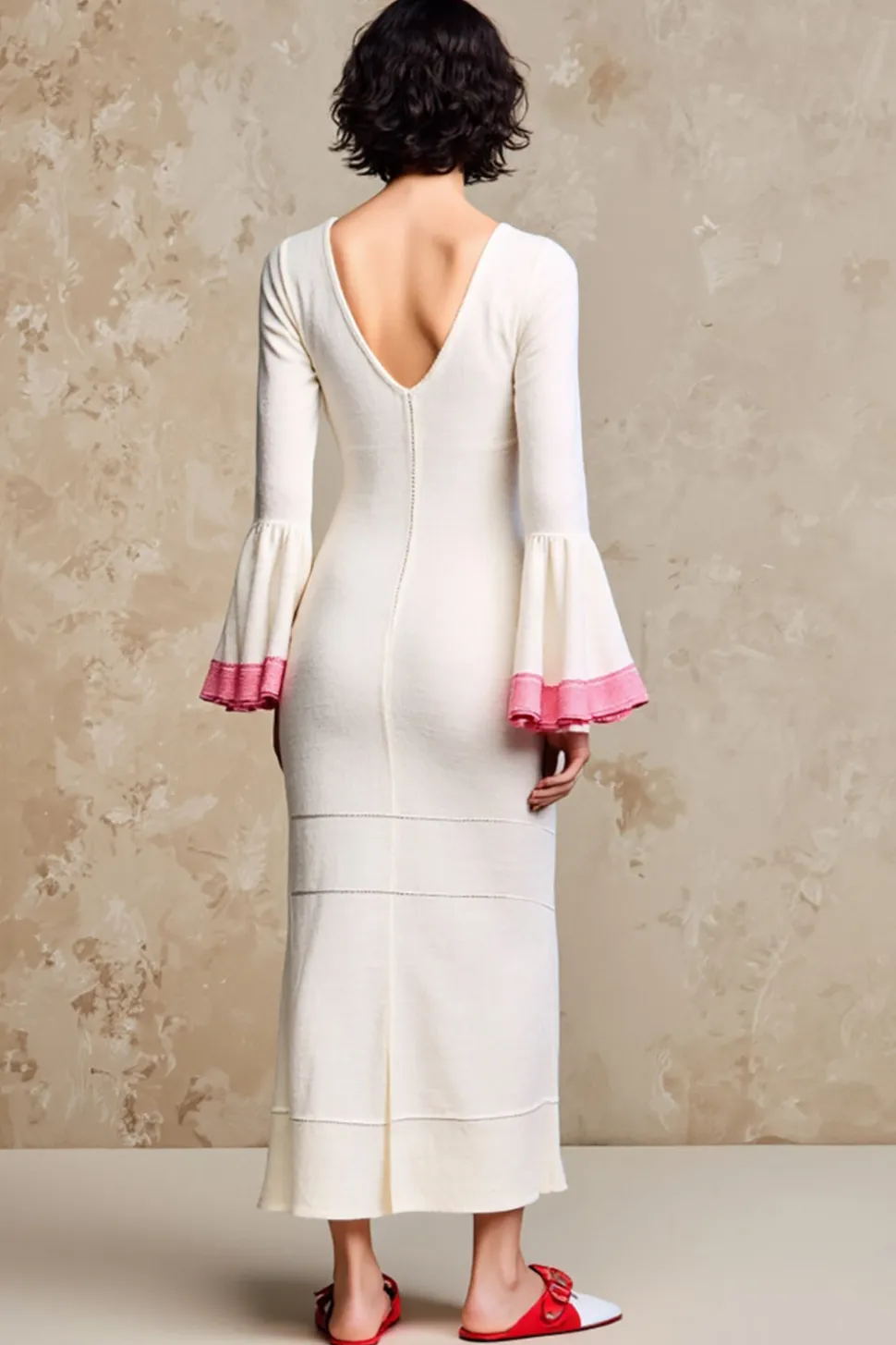 Branco Bainha Mangas Compridas Longos Vestido Para Casamento Convidada