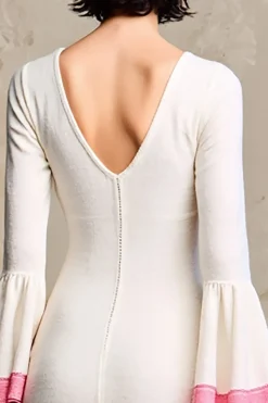 Branco Bainha Mangas Compridas Longos Vestido Para Casamento Convidada