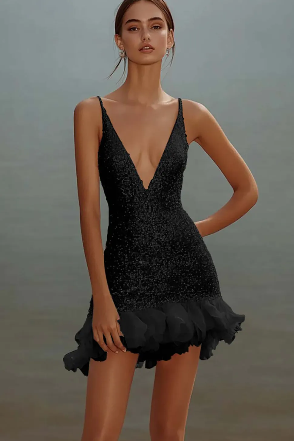 Branco Bodycon Esparguete Alças Lantejoulas Vestido Curto de Formatura