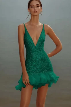 Branco Bodycon Esparguete Alças Lantejoulas Vestido Curto de Formatura