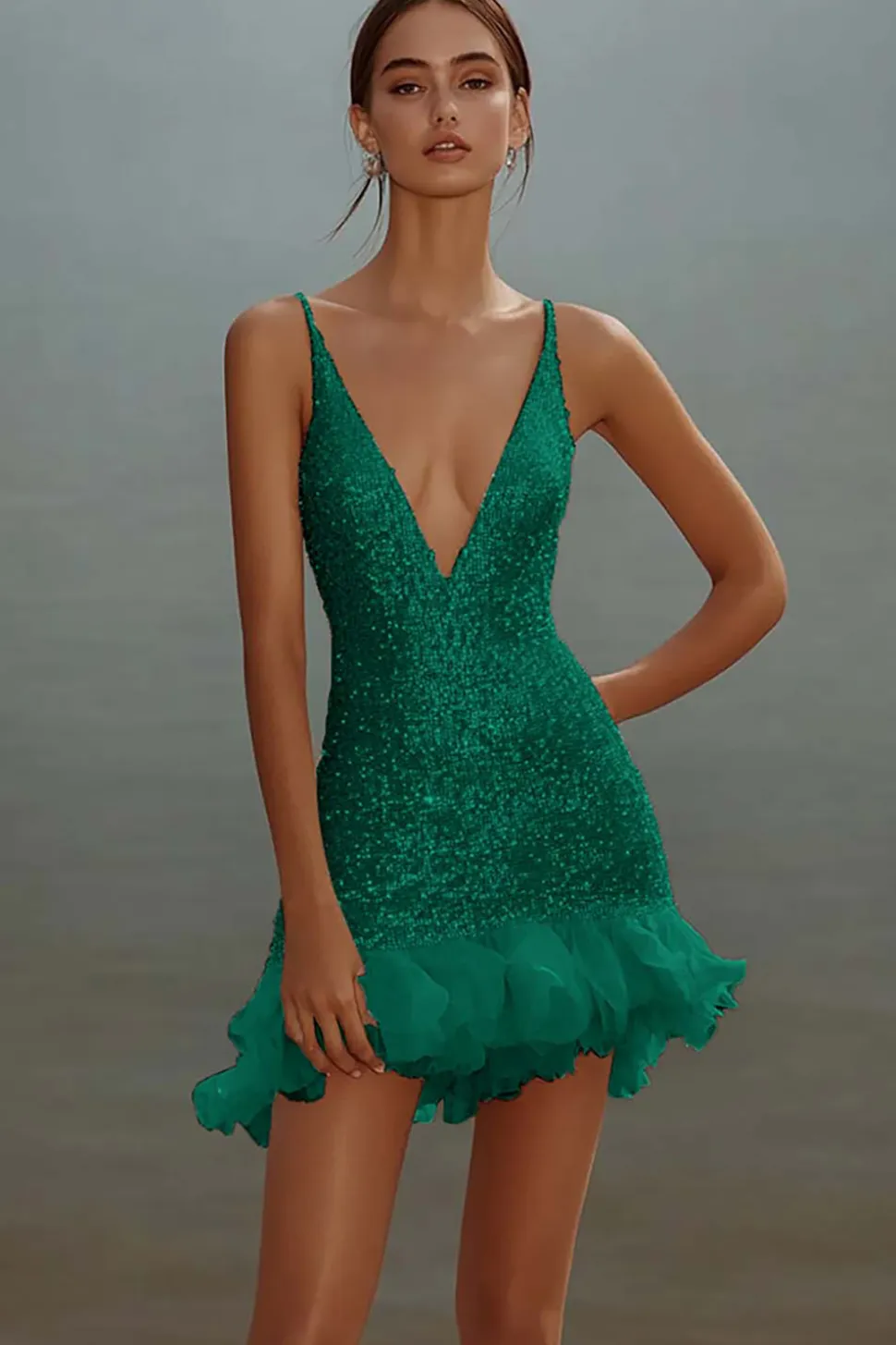 Branco Bodycon Esparguete Alças Lantejoulas Vestido Curto de Formatura