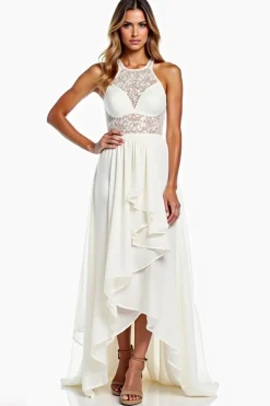 Branco Cabeçada Renda Linha-A Longo Vestidos Cerimónia