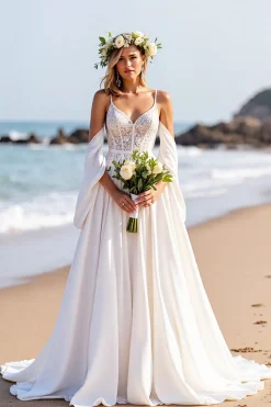 Branco De Baile/Princesa Sweep/Brush Trem Vestidos de Noiva com Renda