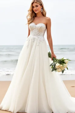 Branco De Baile/Princesa Sem Alças Espartilho Tule Longos Vestido de Noiva