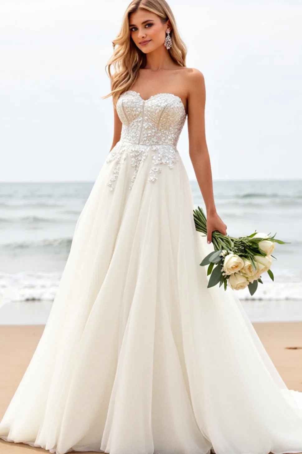 Branco De Baile/Princesa Sem Alças Espartilho Tule Longos Vestido de Noiva