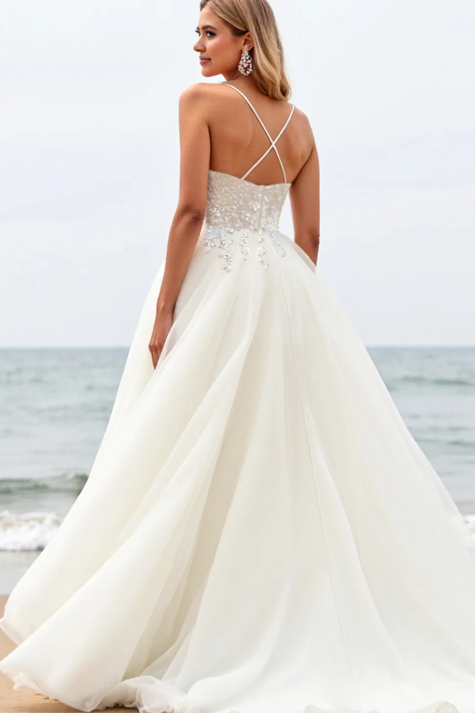 Branco De Baile/Princesa Sem Alças Espartilho Tule Longos Vestido de Noiva