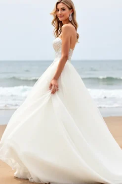 Branco De Baile/Princesa Sem Alças Espartilho Tule Longos Vestido de Noiva