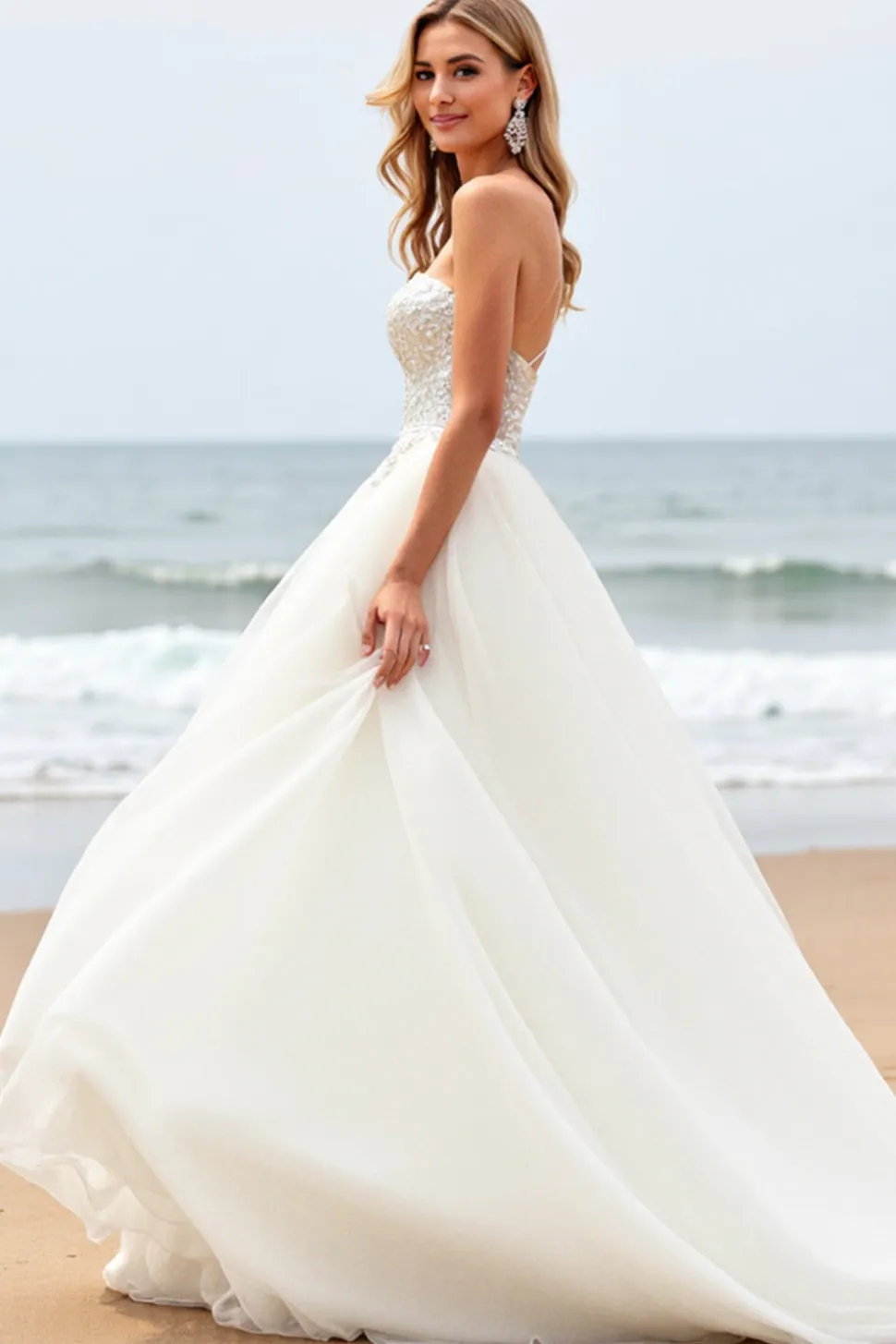 Branco De Baile/Princesa Sem Alças Espartilho Tule Longos Vestido de Noiva