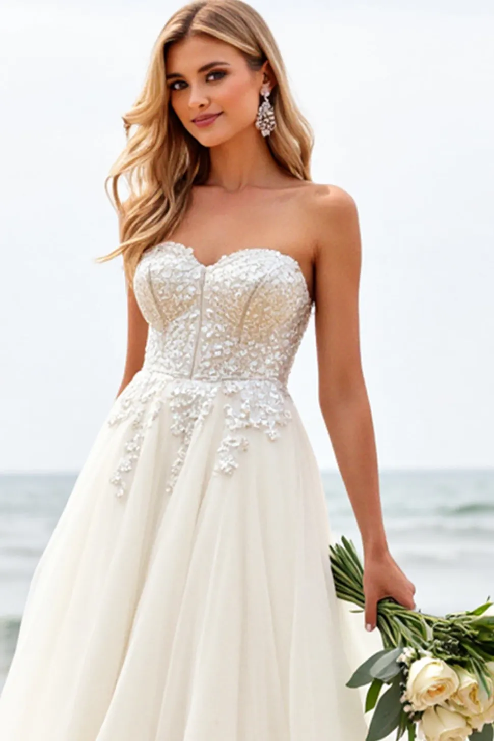 Branco De Baile/Princesa Sem Alças Espartilho Tule Longos Vestido de Noiva