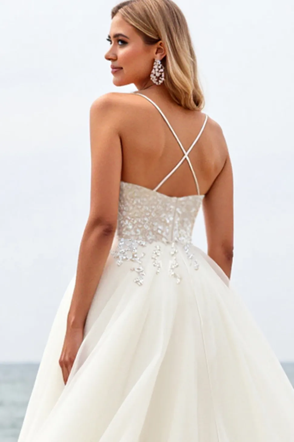 Branco De Baile/Princesa Sem Alças Espartilho Tule Longos Vestido de Noiva