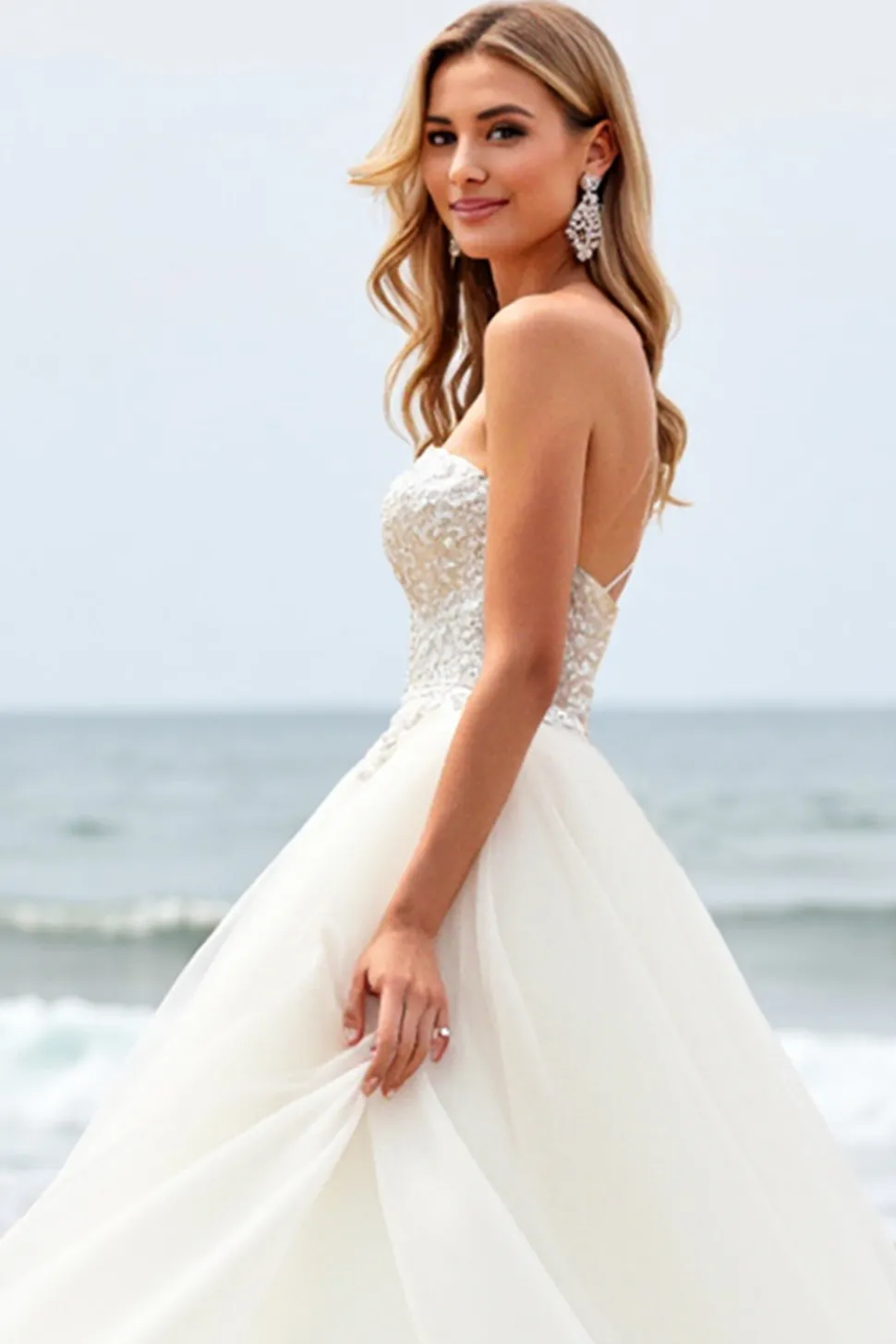 Branco De Baile/Princesa Sem Alças Espartilho Tule Longos Vestido de Noiva