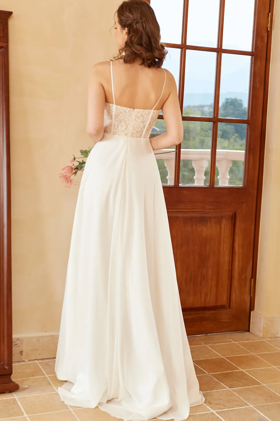 Branco Decote Em Coração Linha-A Longos Vestido De Noiva Simples