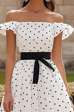 Branco Fora do Ombro Linha-A Comprimento do Tornozelo Vestido de Noiva