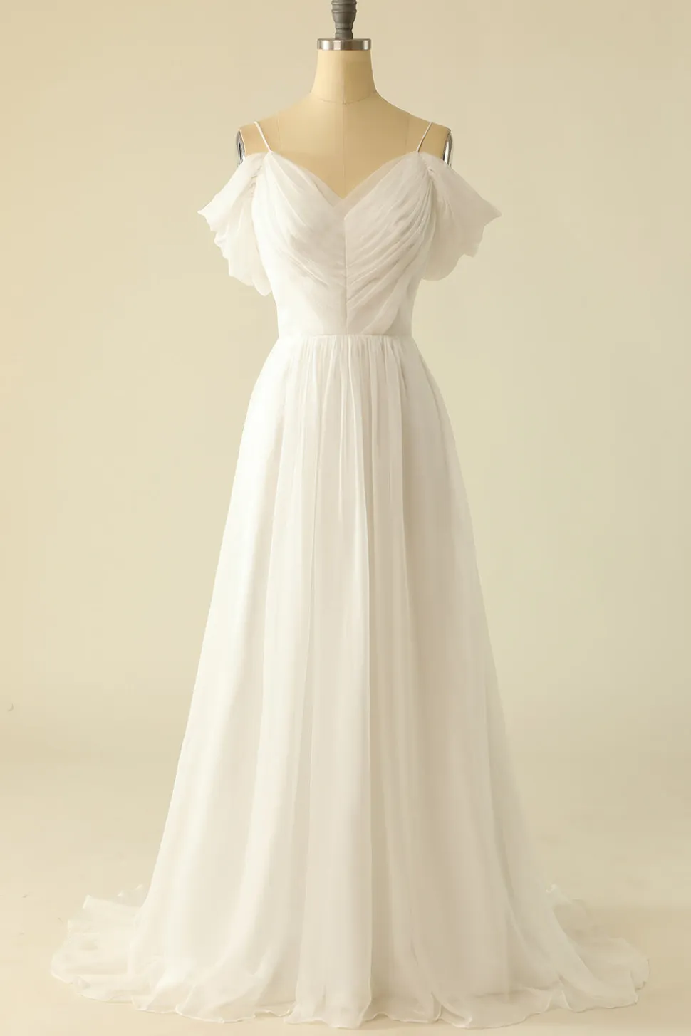 Branco fora do ombro tulle vestido de noiva