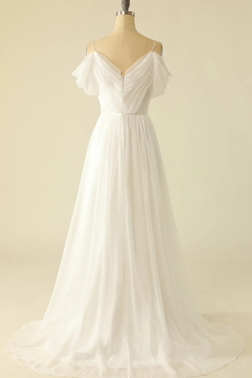 Branco fora do ombro tulle vestido de noiva
