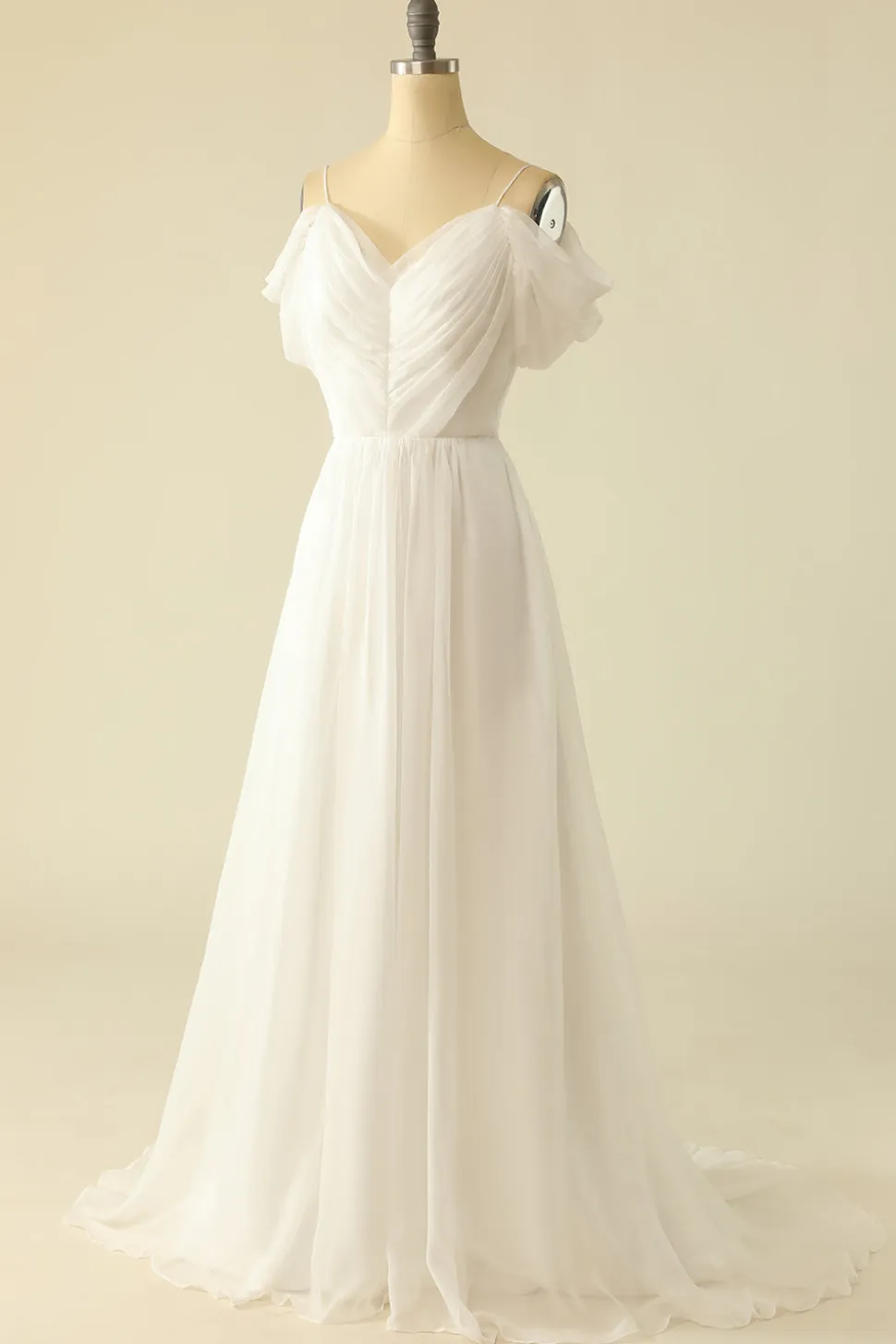 Branco fora do ombro tulle vestido de noiva