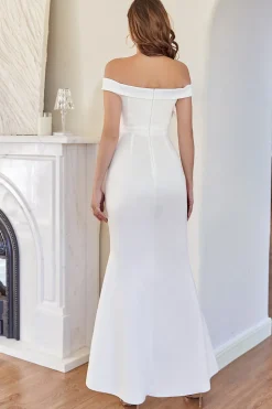 Branco fora do vestido de baile de sereia ombro
