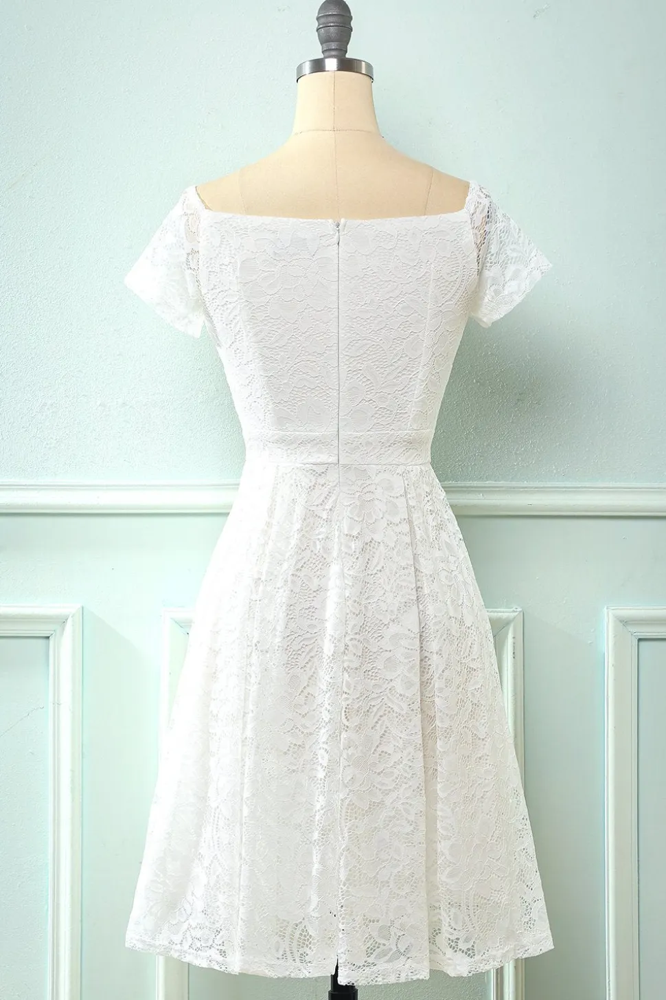 Branco fora do vestido de festa de renda de ombro