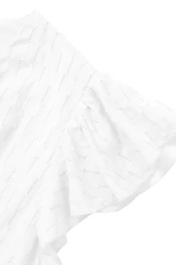 Branco Gola em V Midi Vestido de Verão