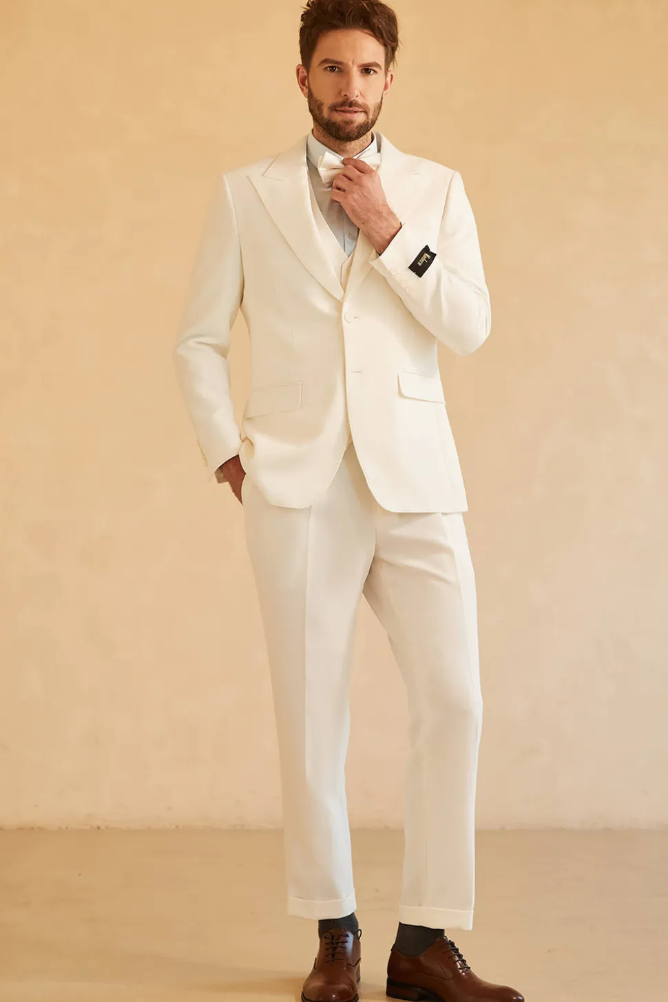 Branco Lapela de Pico Fatos de Casamento