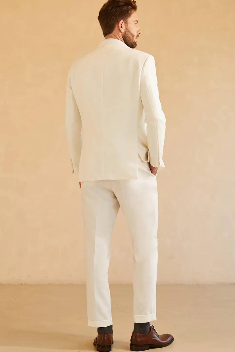 Branco Lapela de Pico Fatos de Casamento