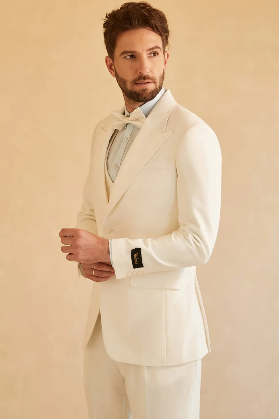 Branco Lapela de Pico Fatos de Casamento