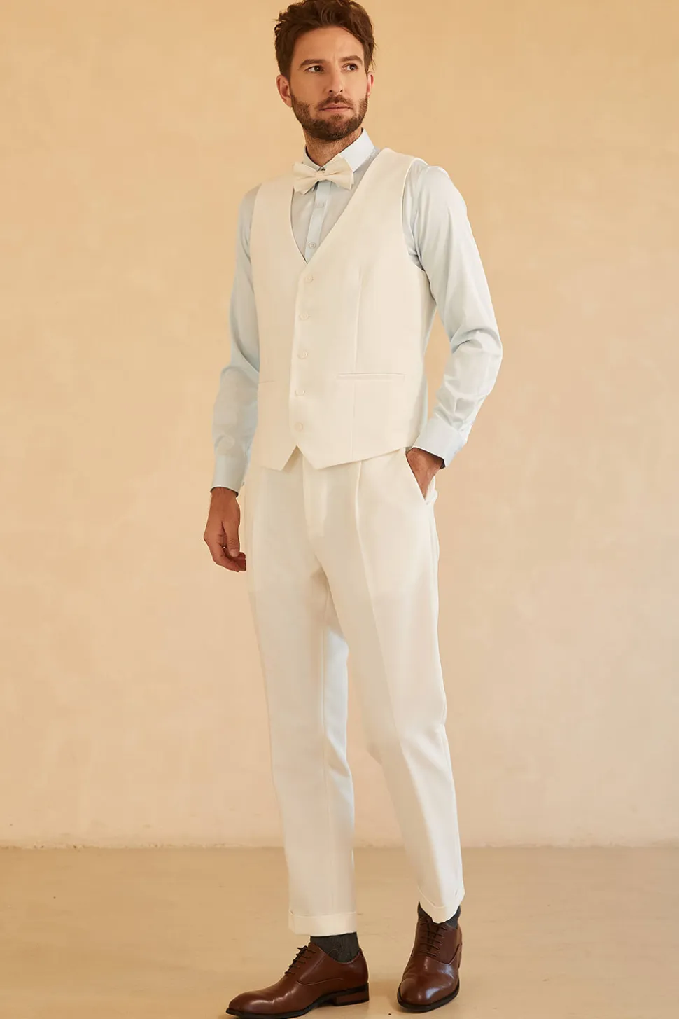 Branco Lapela de Pico Fatos de Casamento
