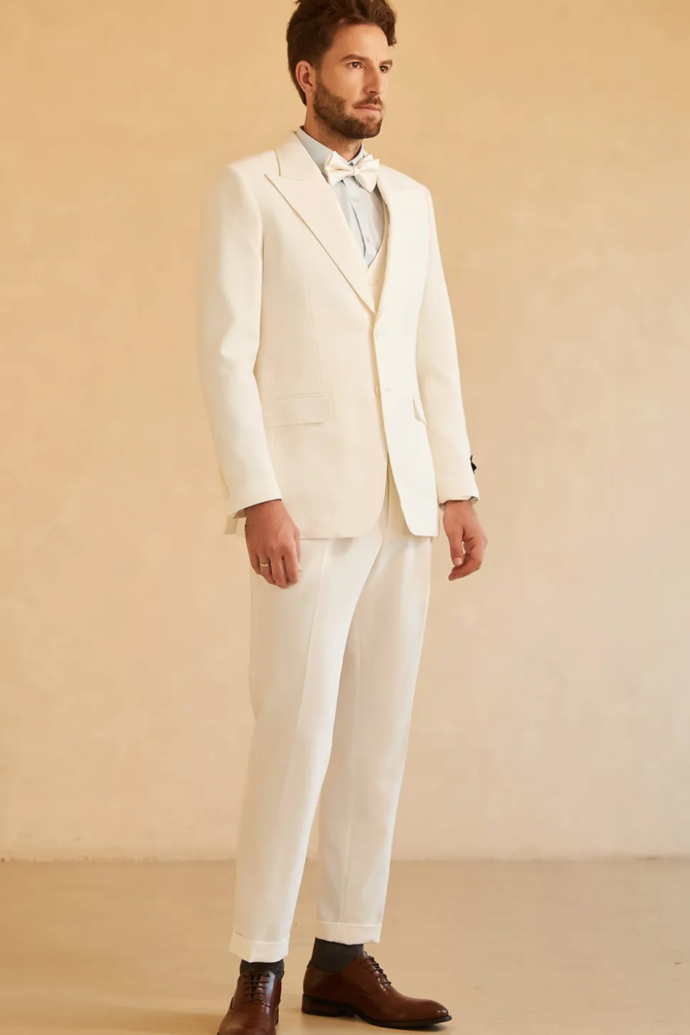 Branco Lapela de Pico Fatos de Casamento